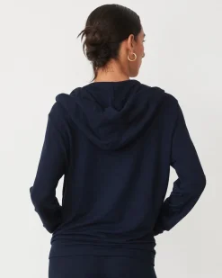 MONROW Supersoft Zip Up Hoody BLUEBLACK Clearance